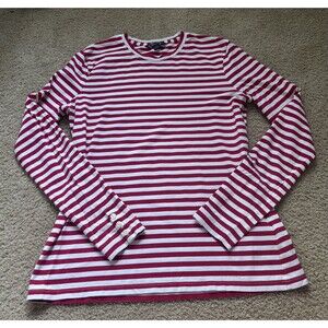 Brooks Brothers Cotton Striped Shirt Red White Womens Small Parisian